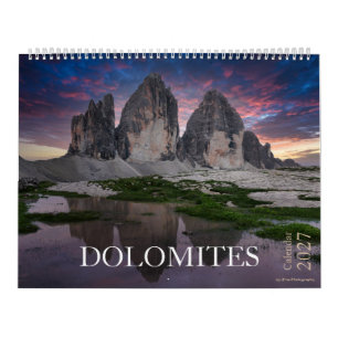 Calendário foto da natureza e paisagem de Dolomitas de 2027