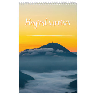 Calendário foto da paisagem de montanhas com nascer do sol má