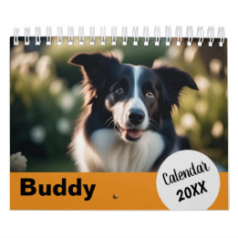 Calendário Foto de Cachorro Personalizado Nome Ano Moderno La