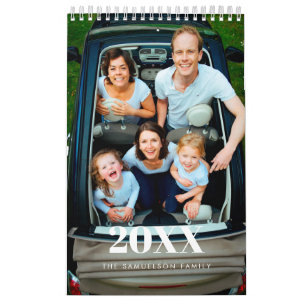 Calendário Foto de família com script retrô 2027