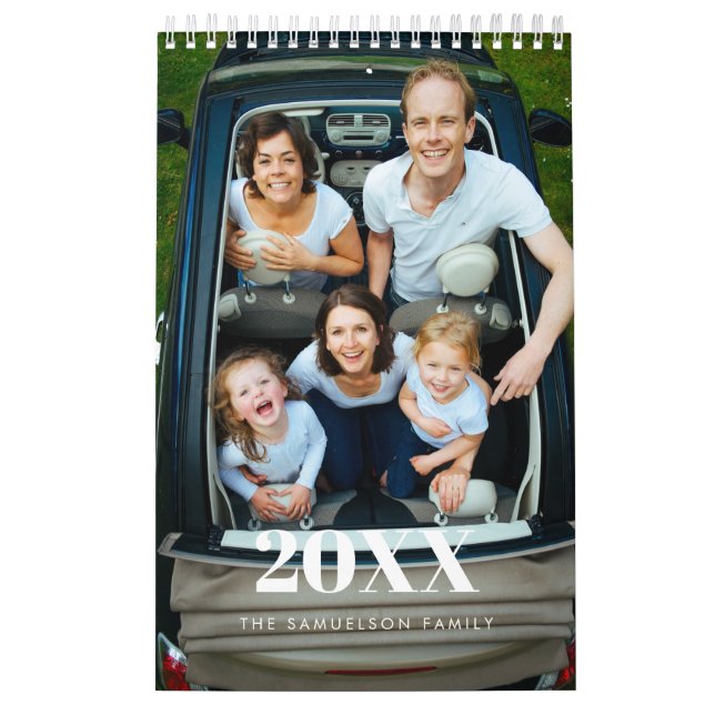 Calendário Foto de família com script retrô 2027 (Capa)