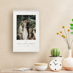 Calendário Foto de Newlyweds do Casamento Elegante Moderno