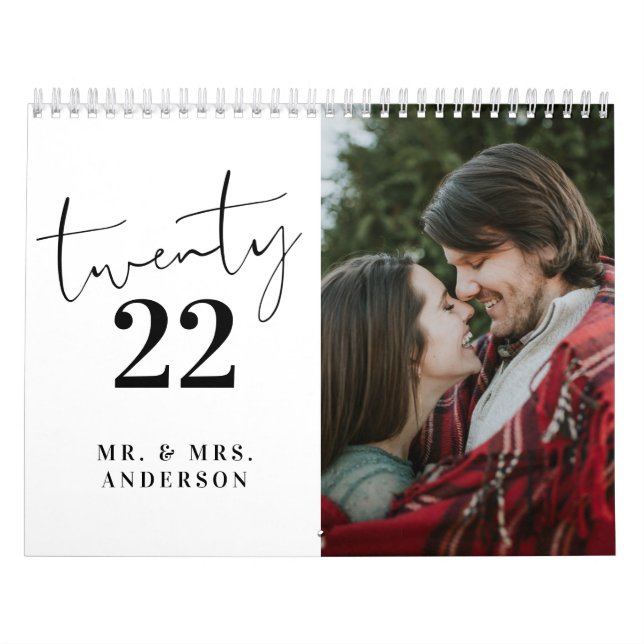 Calendário Foto de Nova Wed para Clamigrama de Script Moderno (Capa)