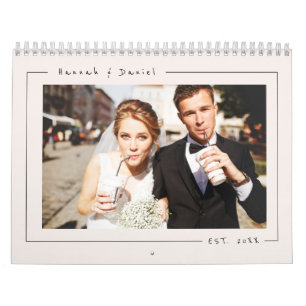 Calendário Foto de Recém-Casados de Casamento Minimalista Ele