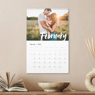 Calendário Foto de Script de COR PERSONALIZÁVEL Moderna em Ch