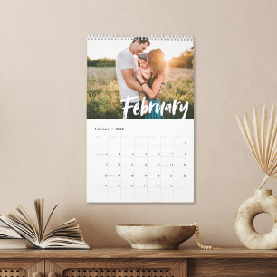 Calendário Foto de Script de COR PERSONALIZÁVEL Moderna em Ch