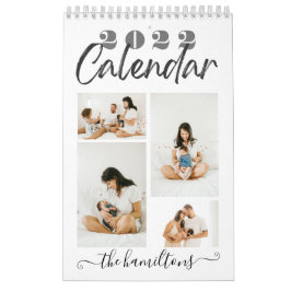 Calendário Foto do Ano Novo da Caligrafia Negra Moderna