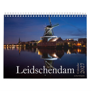 Calendário foto do moinho de vento e paisagem de Leidschendam