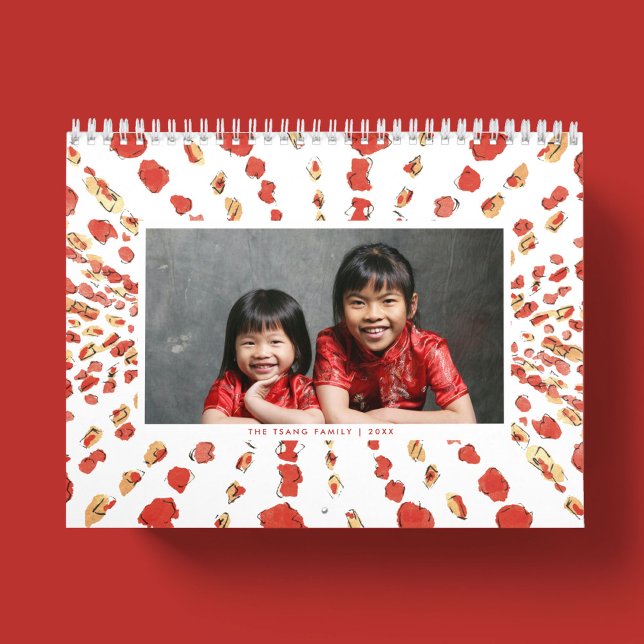 Calendário Foto dos Lanternas Chineses da Aquarela (Watercolor Chinese Lanterns Photo Wall Calendar)