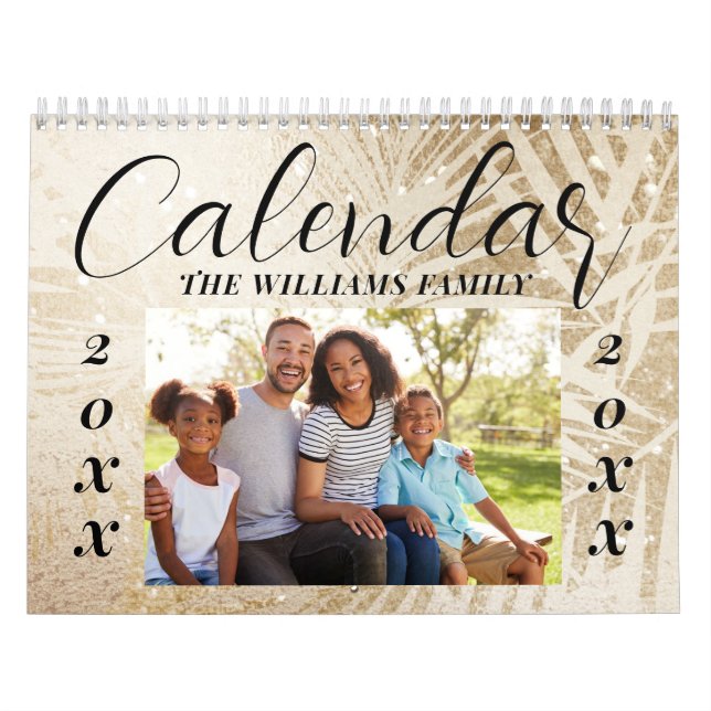 Calendário Foto Dourada da família Elegant Script 2026 Person (Capa)