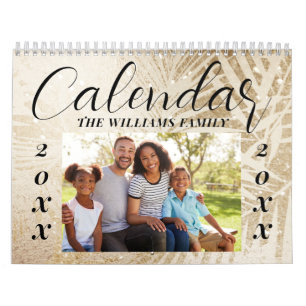 Calendário Foto Dourada da família Elegant Script 2026 Person