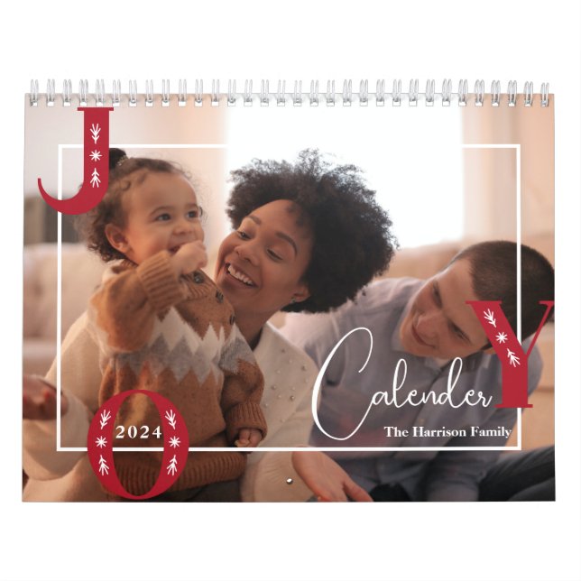 Calendário Foto Festiva Personalizada da Família Natal Joy 20 (Capa)