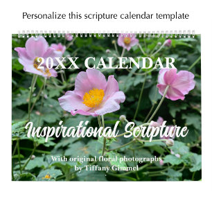 Calendário Foto Floral Original & Escritura Bíblica Personali