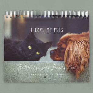 Calendário Foto Fofa de Amantes de Animais Personalizada 2026