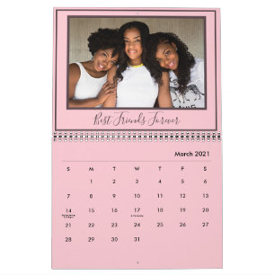 Calendário Foto Moderna Pink Personalizada De Melhores Amigos