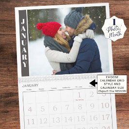 Calendário Foto moderna por mês e colagem no Cobrir