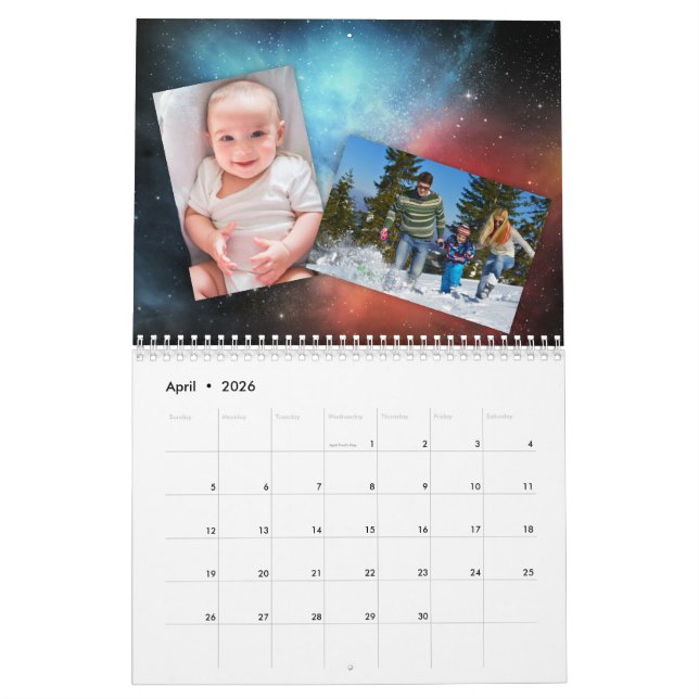 Calendário Foto personalizada celestial de fundo de espaço ex (Abr 2026)