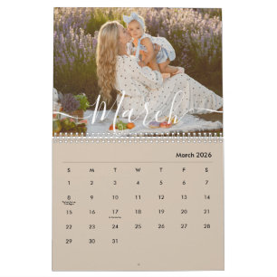 Calendário Foto Personalizada da Família   Bege Taupe Persona