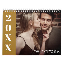 Calendário Foto Personalizada da Família Elegante Amarelo e M