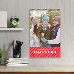 Calendário Foto Simples Meses Legal Tipografia de Stripes