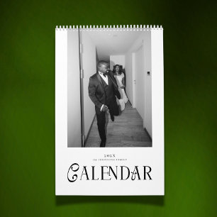 Calendário Fotografia de casamento personalizada com tipograf