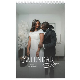 Calendário Fotografia de casamento personalizada com tipograf