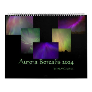 Calendário Fotografias Aurora Borealis 2024 - personalizáveis