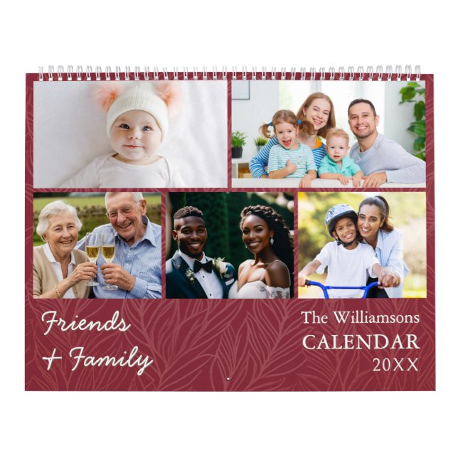 Calendário Fotografias Personalizadas de Cranberry Red para a (Capa)