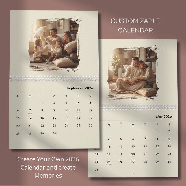 Calendário Fotos com Design Moderno Personalizado Simples (Criador carregado)