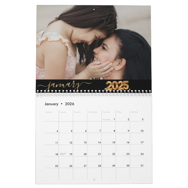Calendário Fotos da família de scripts simples e elegantes (Jan 2026)