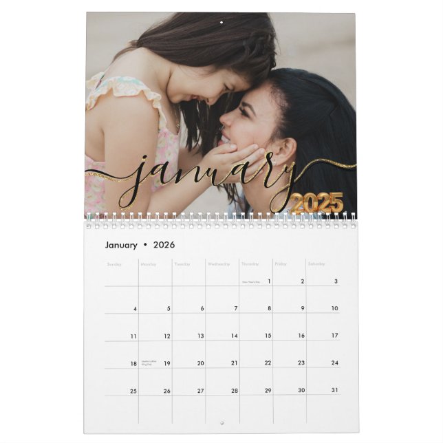 Calendário Fotos da família de scripts simples e elegantes (Jan 2026)