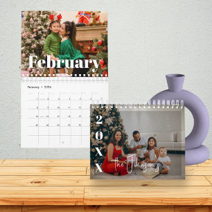 Calendário Fotos da Família Moderna 2026 Texto Simples Sobrep