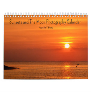 Calendário Fotos da Lua e Pôr do Sol Céus Tranquilos