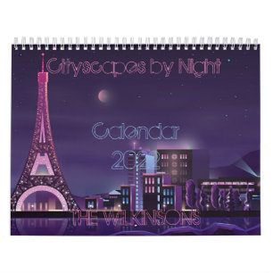 Calendário Fotos de Cityscapes de Luz Síncrotron da Noite de