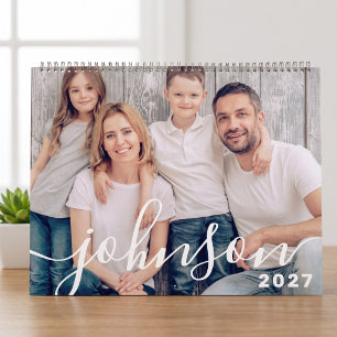 Calendário Fotos de Família com Letra Moderna Simples e Diver