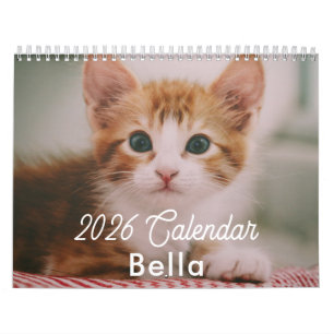 Calendário Fotos de Gatos Personalizadas de 2026 Crie as Suas