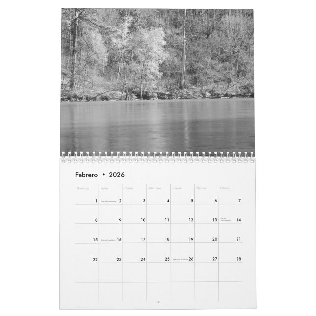 Calendario fotos de naturaleza en blanco o negro (Fev 2026)