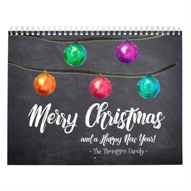 Calendário Fotos Mensais de Aquarela de Natal Personalizada (Capa)