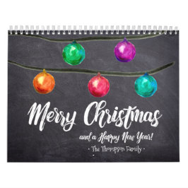 Calendário Fotos Mensais de Aquarela de Natal Personalizada