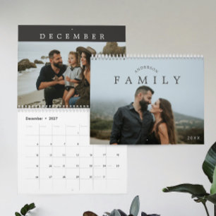 Calendário Fotos Simples de Família Minimalista Moderna