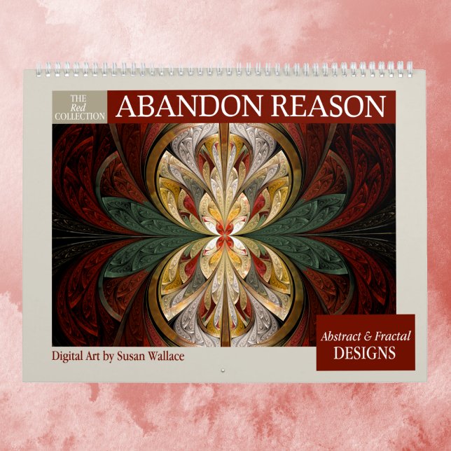 Calendário Fractais de Abstrato da Coleção Vermelha 2026 (Criador carregado)