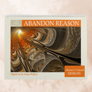 Calendário Fractais de Abstrato Laranja 2025