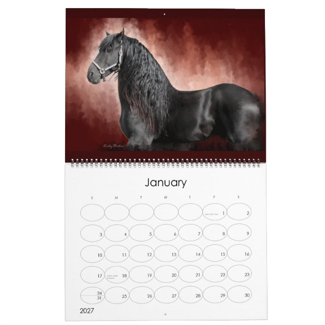 Calendário Frisão e cavalo 2015 (Jan 2027)