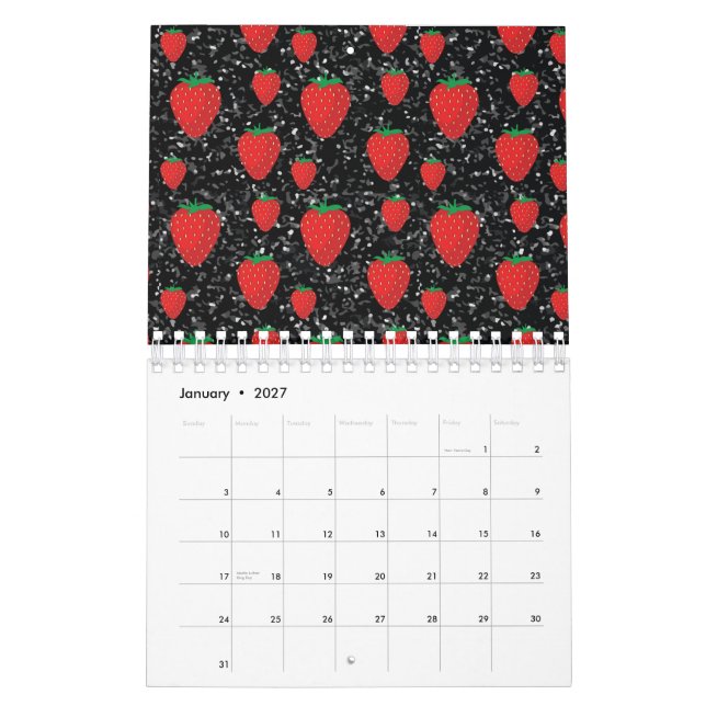 Calendário Fruta Vermelha de Morango Amante de Berries Doce E (Jan 2027)