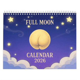 Calendário Full Moon Animals 2026 Funny Wall Calendar