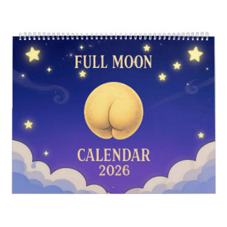 Calendário Full Moon Animals 2026 Funny Wall Calendar