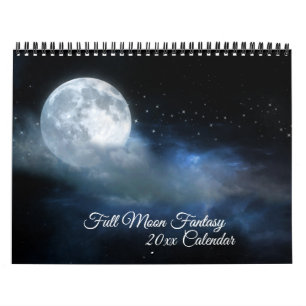 Calendário Full Moon Fantasy Lunar Surrealismo Celestial Noit