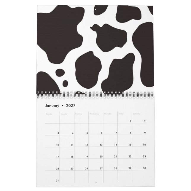 Calendário Fundo com padrão de vaca (Jan 2027)