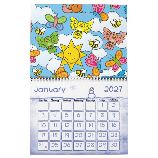 Calendário Fundo de Animais Bebês (Jan 2027)