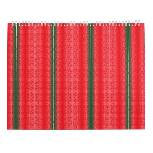 Calendário fundo vermelho e verde listrado (Verso)